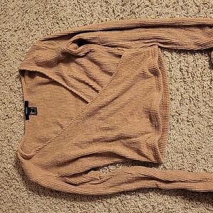Brown low cut long sleeve top